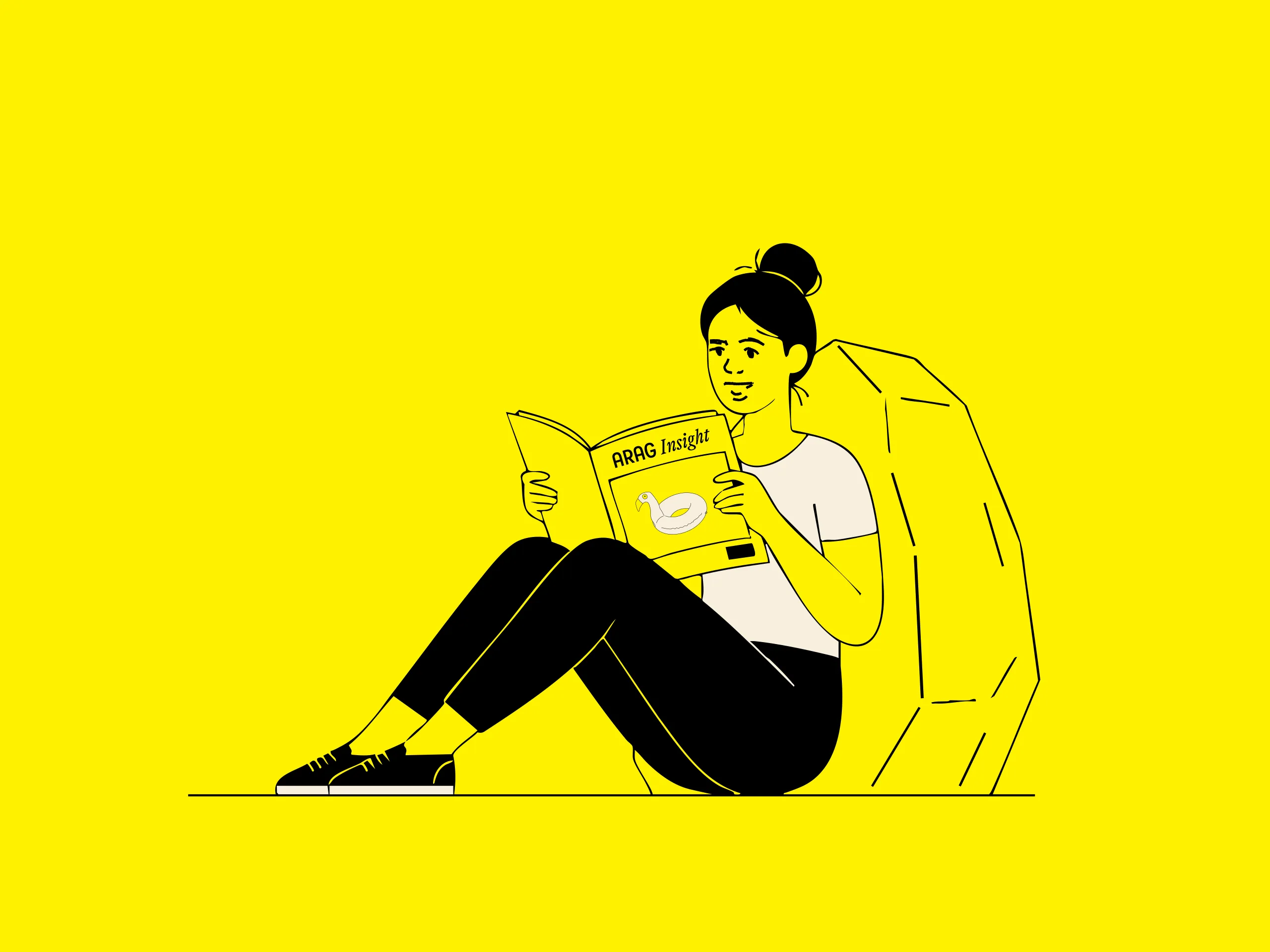 Illustration einer Person, die entspannt die ARAG Insight liest.